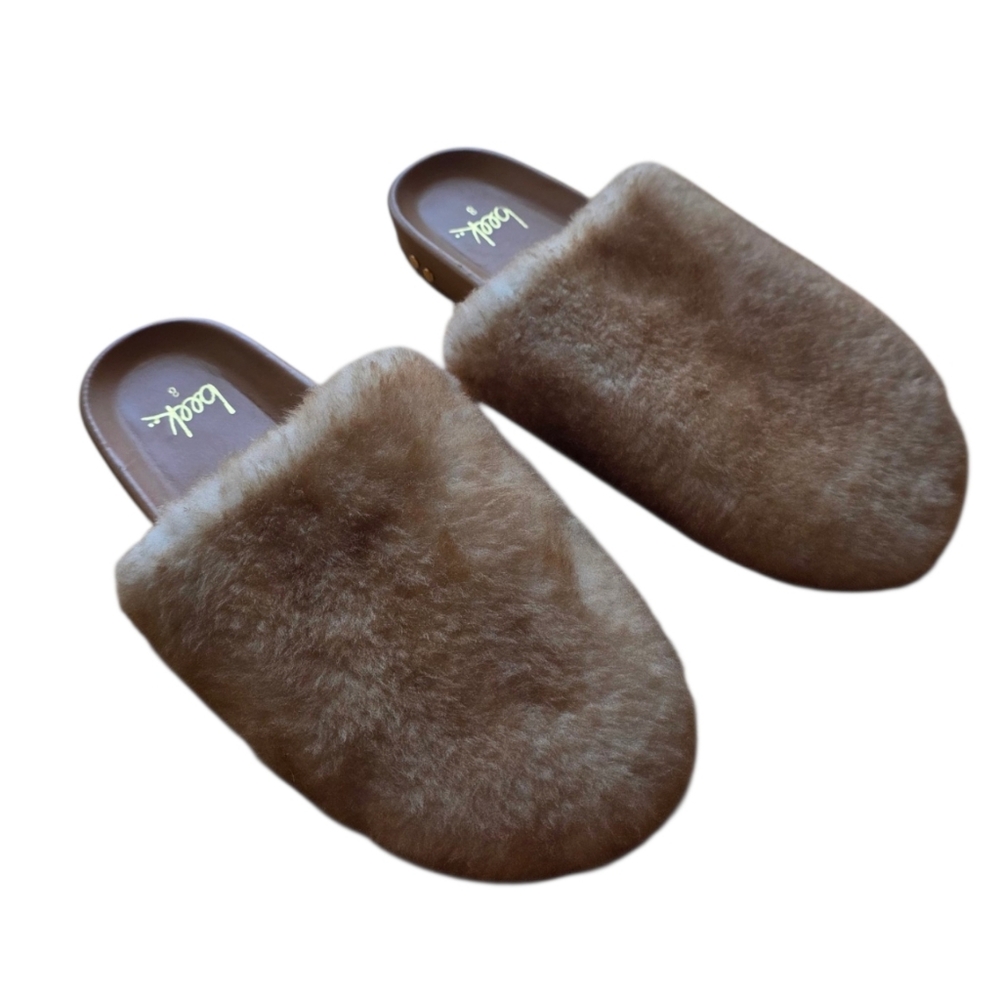 Beek Flufftail Shearling Mules Size 8